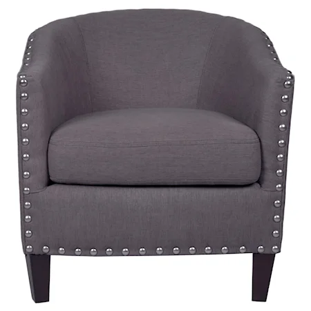 Dutch Contemporary Club Chair with Nailheads and Tapered Feet